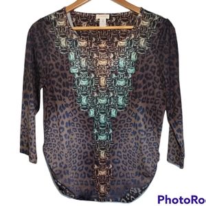 Chico's Leopard Rhinestone Top Size 0